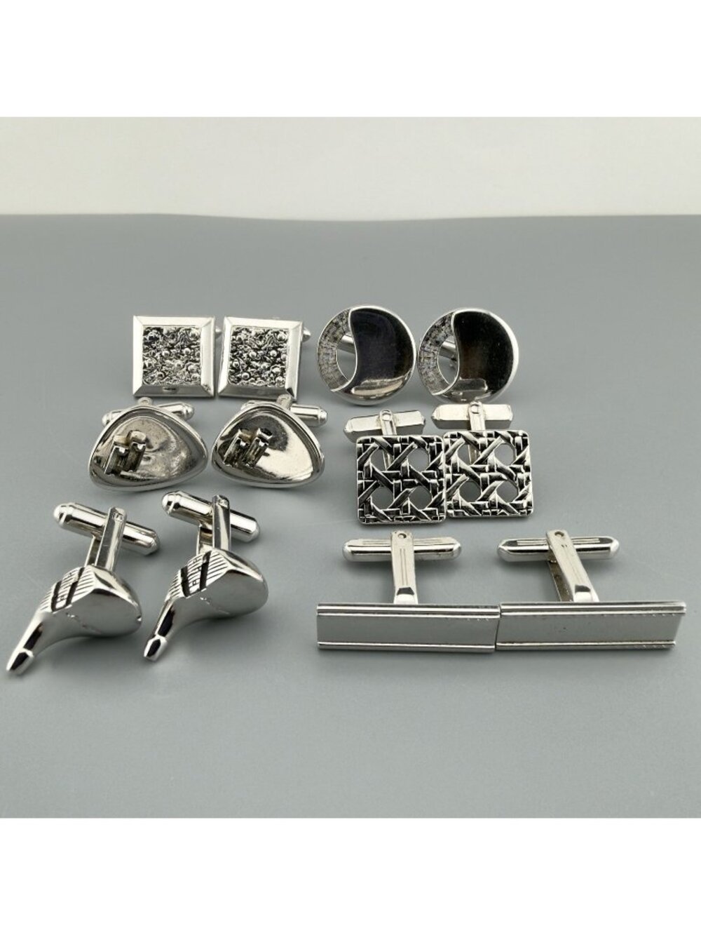 Vintage Cufflinks Lot Swank Hickok Silver Tone Golf Classic Wedding Formal Set